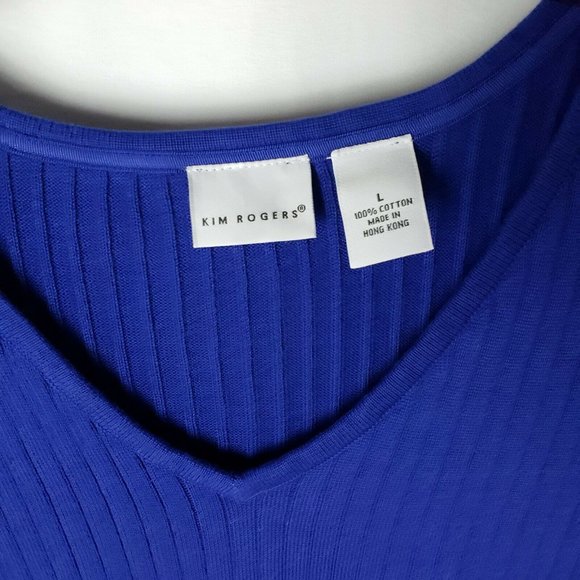 Kim Rogers Womens Blue Ribbed V Neck  Sleeveless L - Picture 2 of 5